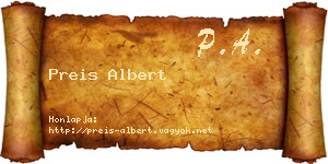 Preis Albert névjegykártya